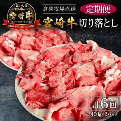 【定期便】宮崎県産 倉薗牧場直送 宮崎牛 切り落とし 800g×6回