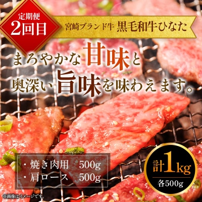 <2027年>定期便 2L×2玉 & 宮崎ブランド牛 計1kg 全2回  牛肉 フルーツ