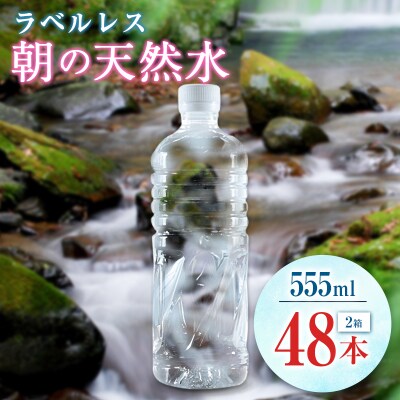 シリカ 朝の天然水 555ml 48本 ラベルレス 中硬水 ミネラルウォーター シリカ水 ケイ素