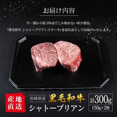 【産地直送】宮崎県産 黒毛和牛 シャトーブリアン ステーキ 2枚