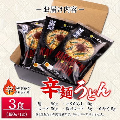 辛麺うどん 3食分 (160g×3食) 半生 インスタント 常温保存 一心うどん 