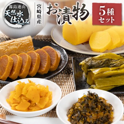 「霧島連山」天然水仕込みのお漬物 5種 バラエティセット 宮崎県産 たくあん 高菜