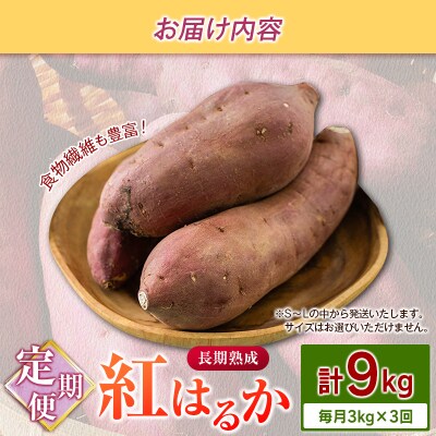 <定期便>3回お届け!長期熟成 紅はるか 計9kg(3kg×3回)宮崎県都城市産 さつまいも