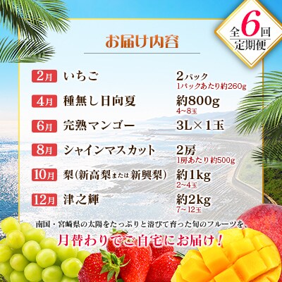 【偶数月6回定期便】南国宮崎産人気フルーツ詰め合わせ(B-2コース M220)