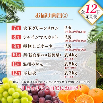 【12回定期便】南国宮崎産人気フルーツ詰め合わせ(Aコース M100)
