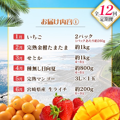 【12回定期便】南国宮崎産人気フルーツ詰め合わせ(Bコース M200)