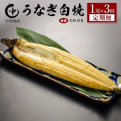 <3回定期便>国産 うなぎ 白焼 有頭 1尾(181～215g)×3か月 計543g以上 たれ付き 