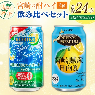宮崎の酎ハイ 2種 飲み比べ 350ml缶×各12本 (木挽BLUEハイボール へべす | NIPP