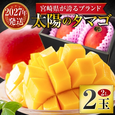 <2027年発送>『太陽のタマゴ』 宮崎 完熟マンゴー 2L×2玉(1玉350～459g) 宮崎県産