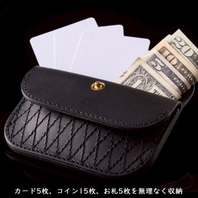 博多の職人の手仕事が光る‐Made in Hakata-コンパクトトラッカーウォレット ダイヤ 黒