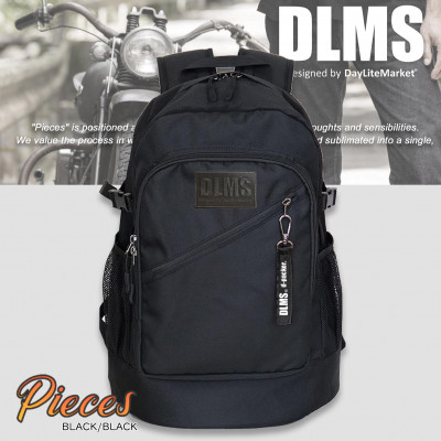 DLMS ワッペン 撥水 軽量 9ポケット 25Lバックパック【ブラック×ブラック】