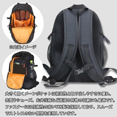 DLMS ワッペン 撥水 軽量 9ポケット 25Lバックパック【ブラック×ブラック】