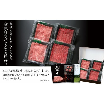 飛騨牛霜降り・赤身スライスセット(すき焼き/しゃぶしゃぶ)600g　小分け冷凍真空パック MZ004