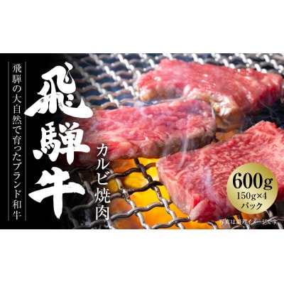 飛騨牛　カルビ焼肉　600g(150g×4パック)使い勝手の良い 小分け 冷凍真空パック MZ005