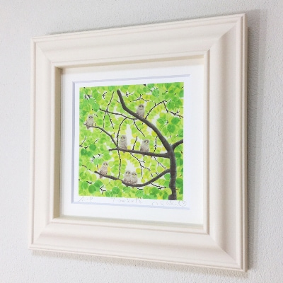 栗乃木ハルミ版画額装品「7owlets」