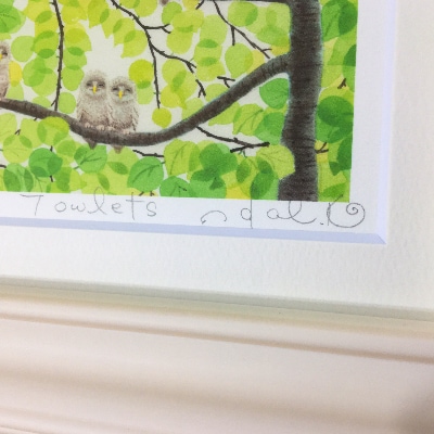 栗乃木ハルミ版画額装品「7owlets」