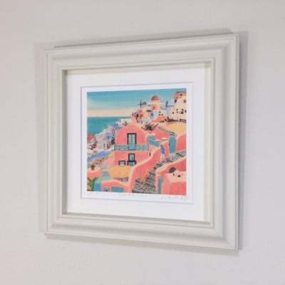 栗乃木ハルミ版画額装品「Santorini」