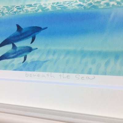 栗乃木ハルミ版画額装品「beneath the sea」