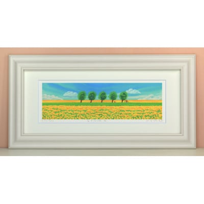 栗乃木ハルミ版画額装品「菜の花畑3」