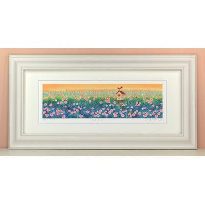 栗乃木ハルミ版画額装品「コスモス」