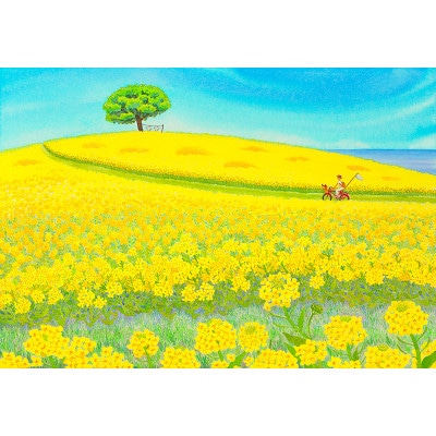 栗乃木ハルミ版画額装品「菜の花日和」