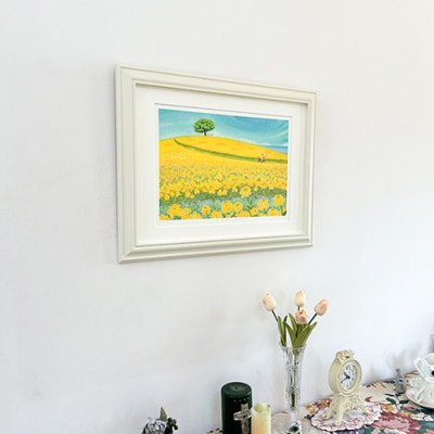 栗乃木ハルミ版画額装品「菜の花日和」
