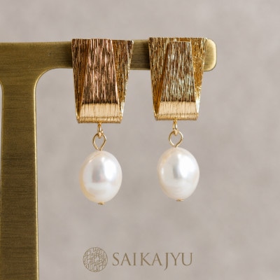 淡水パールピアス「永遠」ゴールド