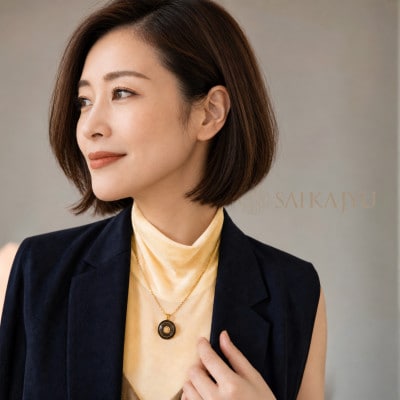 ヴィンテージボタンネックレス「正統美」|ダークブラウン×ゴールド