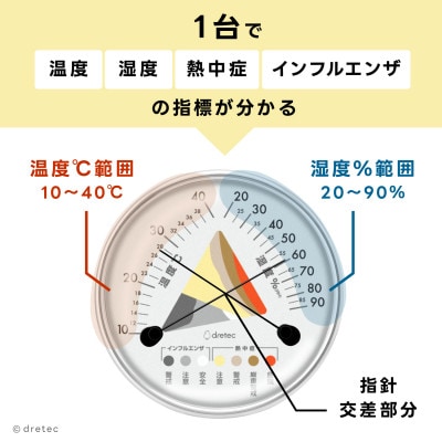 ドリテック アナログ温湿度計 O-329GY