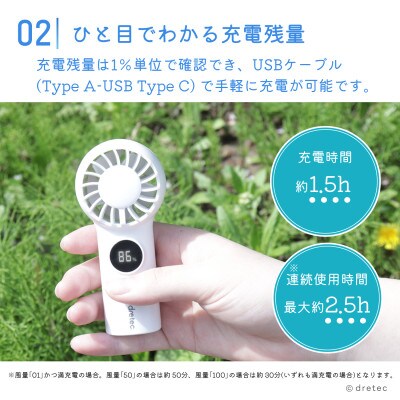 ドリテック てのひらハンディファン(クリップ付)ホワイト FN-209WT