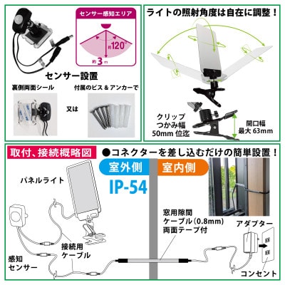 DC12 COB　センサー防犯ライト　4000Lm　ライト・センサー分離型　DCC012