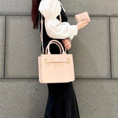 【サマンサタバサ】トートバッグ　エムシュシュ　小サイズ　ピンクベージュ