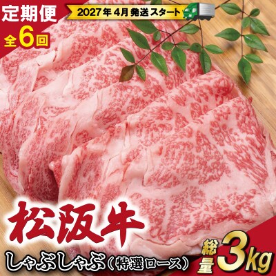 【定期便全6回】 松阪牛 しゃぶしゃぶ (特選ロース) 500g SS51