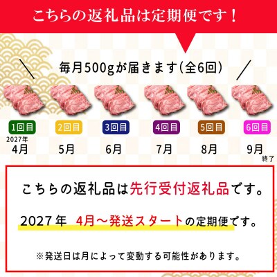 【定期便全6回】 松阪牛 しゃぶしゃぶ (特選ロース) 500g SS51