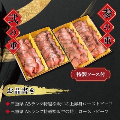【A5等級松阪牛】焼肉和牛料理 金竹 松阪牛の ローストビーフ 含む 特製 おせち 三段重