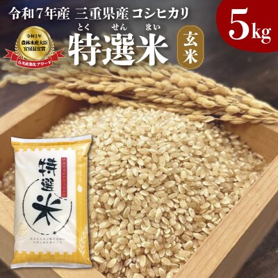 (有)松幸農産 特選米 玄米 5kg 三重県産 コシヒカリ　MK19