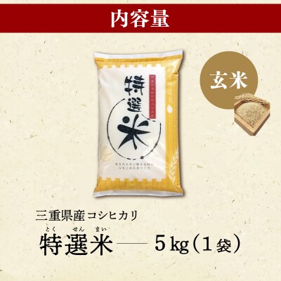 (有)松幸農産 特選米 玄米 5kg 三重県産 コシヒカリ　MK19