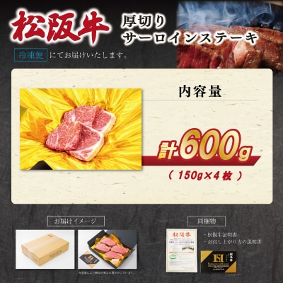 松阪牛厚切りサーロインステーキ 600g(150g×4枚)　SS81
