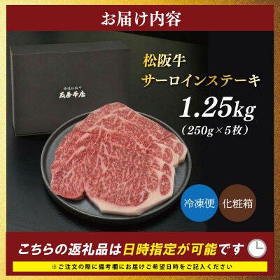 松阪牛 サーロイン ステーキ 250g×5枚 友屋本店　NT16
