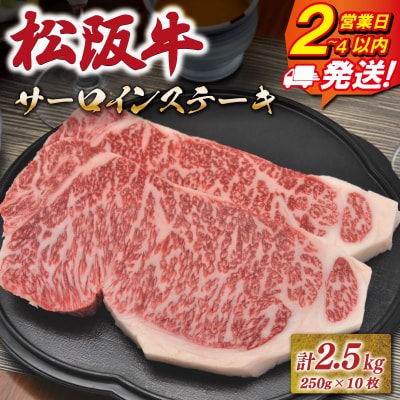 松阪牛 サーロイン ステーキ 250g×10枚 友屋本店　NT17