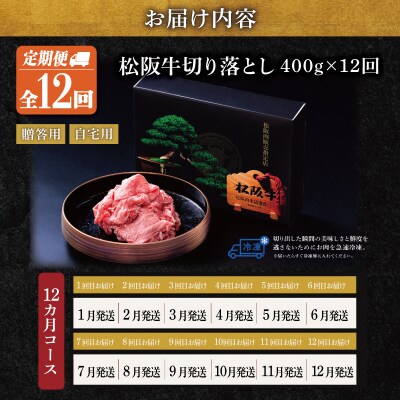 松阪牛 切り落とし 400g【定期便12回】US66