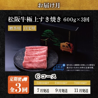 極上 松阪牛 すき焼き 600g【定期便3回】Cコース US70