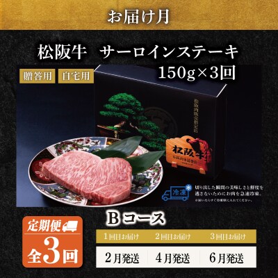 極上 松阪牛 サーロインステーキ 150g 【定期便3回】 Bコース US54