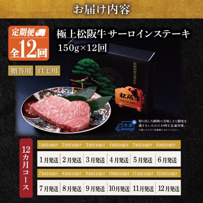 極上 松阪牛 サーロイン ステーキ 150g 【定期便12回】 US59