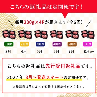 【定期便全6回】 家庭用 松阪牛 小間切れ 200g×4p SS143