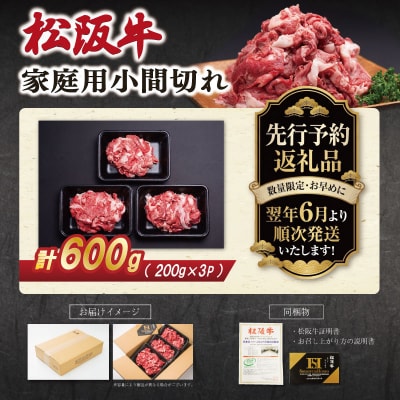 【2027年6月より順次発送】家庭用 松阪牛 小間切れ 200g×3P SS152