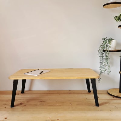 天然木を使用したまる角のテーブル 45cm×90cm  天然木  ナチュラル 完成品
