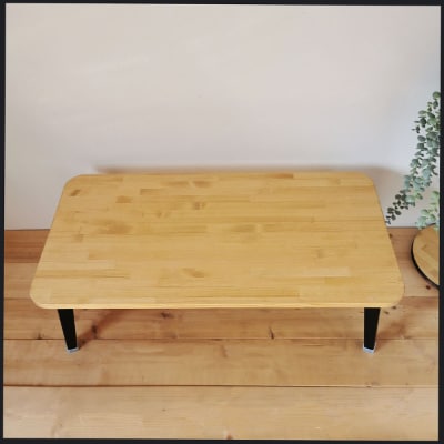 天然木を使用したまる角のテーブル 45cm×90cm  天然木  ナチュラル 完成品