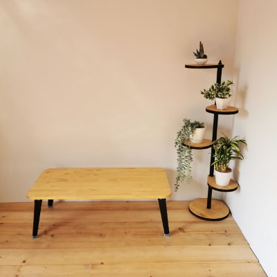 天然木を使用したまる角のテーブル 45cm×90cm  天然木  ナチュラル 完成品