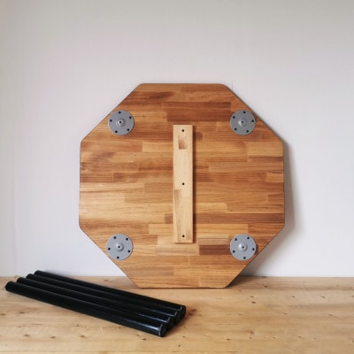 天然木のハチカク型ダイニングテーブル / オイル+ウレタン仕上げ / 90cm / 工具不要